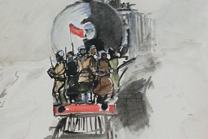 Лабас А. А. На паровозе. 1960