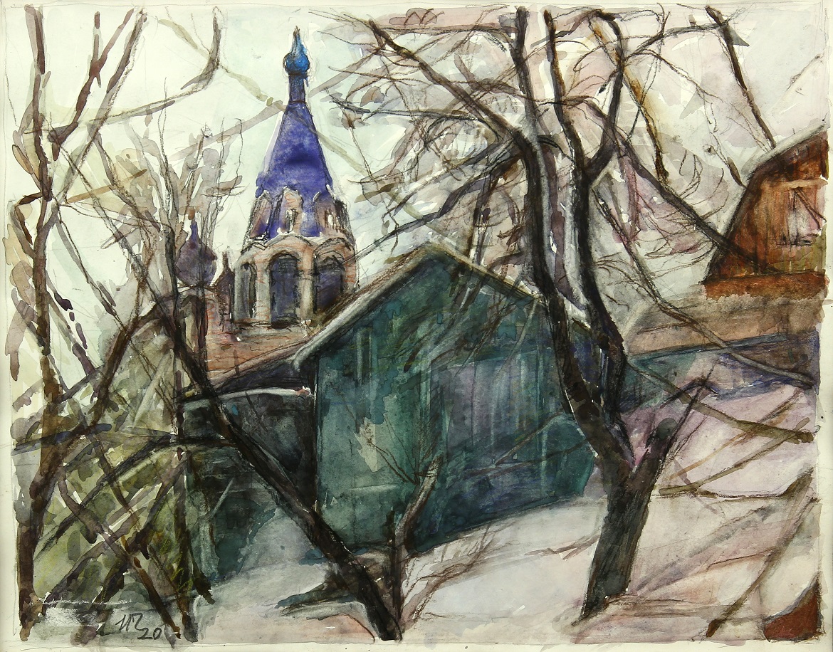 Цветной коллаж и акварель