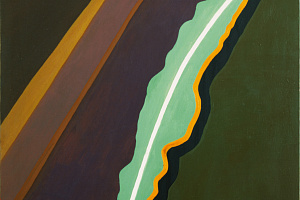 Вид на набережную с Москворецкого моста ночью в начале весны. 1984