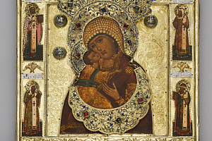 Икона “Богоматерь Владимирская” с окладом. Россия, Москва. Конец XVII — начало XVIII вв. Из собрания П. Ф. Карабанова. Музеи Московского Кремля