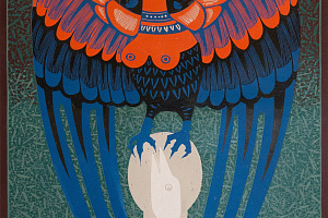 Гамаюн тревожит. Линогравюра. 2020