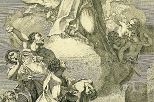 Чудеса святого Игнатия. Джованни Баттиста Буратто по оригиналу Антонио Балестры. Рим (или Париж). После 1764 г. Бумага верже, гравюра на меди