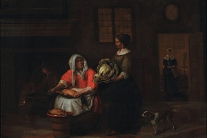 Питер де Хох. Хозяйка и служанка в интерьере