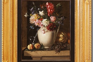 И. Ф. Хруцкий. Натюрморт с букетом,виноградом и персиками. Галерея “Альтруист”